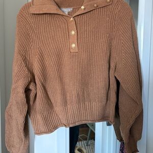 JCrew Brown Button-Up Sweater